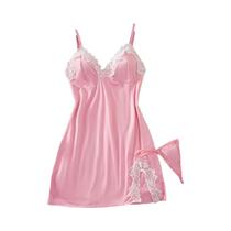 Camisola Sexy em Roxo Claro com Decote Profundo para Mulheres, Conjunto de Lingerie