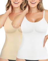 Camisola Shapewear AURUZA Tummy Control Plus Size bege+branco