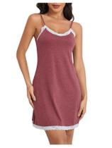 Camisola SweatyRocks sem mangas, roupa de dormir com acabamento em renda, Maroon M Camisola SweatyRocks sem mangas, roupa de dormir com acabamento em renda, Maroon M