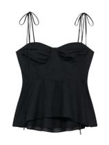 Camisola Top Verdusa Milkmaid, busto franzido, em camadas, preta Camisola Top Verdusa Milkmaid, busto franzido, em camadas, preta