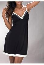 Camisola Vanille DeMillus 30035 Macia em Malha de Viscose Elástica Importada Preta Tamanhos P e M