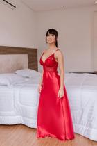 Camisola Vermelha Longa Em Cetim Com Toque Gloss Spam Universo Feminino Camisola Vermelha Longa Em Cetim Com Toque Gloss Spam Universo Feminino