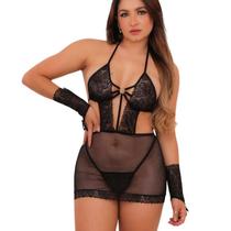 CAMISOLA VIIH TUBE EM TULE COM DETALHES RENDADOS TALLYTA - Sex Shop