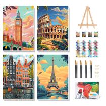 Camocin Kit de Pintura por Números 4 Peças com Tela Emoldurada 20x30 cm