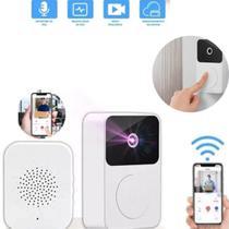 Campainha Câmera Wifi S/Fio Externa Tempo Branco Portátil