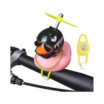 Campainha De Bicicleta De Desenho Animado Pato Preto E Amarelo Com Luz De Capacete E Acessórios De