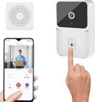 Campainha Inteligente Sem Fio com Câmera e Áudio, Wi-Fi, Visão Noturna e App para Monitoramento em Tempo Real