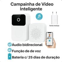 Campainha Inteligente Wifi Branco Tempo Vivo Externa Premium Portátil Real