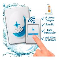 Campainha residencial Inteligente Sem Fio eletrônica wifi 100 Metros longo alcance bivolt wireless c/ 32 toques plug play prova d'água resistente