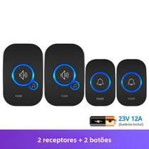 Campainha Sem Fio De 1000 Pés, Alta, Com 4 Níveis De Volume, LED Piscante, 2 Receptores, 2 Botões