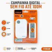 Campainha Sem Fio Foxlux 36 Toques Bivolt Alcance até 100m Campainha Sem Fio Foxlux 36 Toques Bivolt Alcance até 100m