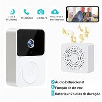 Campainha Wi-Fi Branca com Câmera e Áudio, Sem Fio, Inteligente