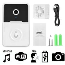 Campainha Wifi Branco Premium Tempo Real Externa Vivo Áudio Portátil