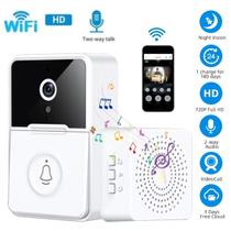 Campainha Wifi Branco Real Vivo Externa Áudio Tempo Premium Portátil