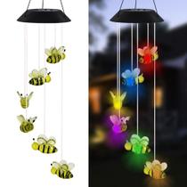 Campana de viento solar LED MorTime, colgante tipo colibrí de 25" para jardín y hogar