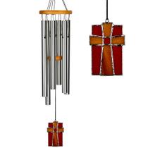 Campanas de Viento Woodstock Chimes 71 cm Cruz de Vidrio Teñido para Exterior