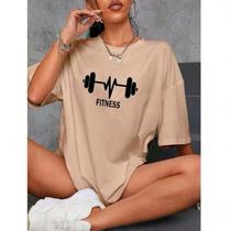 Camsieta TShirt Feminina Algodão Oversized Fitness Treino Academia