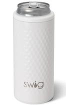 Can Cooler Swig Life Skinny de aço inoxidável isolado de 12 onças