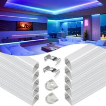 Canal de LED Muzata U109, prata imaculada com capa branca, pacote com 1 m e 5 Canal de LED Muzata U109, prata imaculada com capa branca, pacote com 1 m e 5