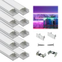 Canal LED de alumínio em forma de U prateado com capa leitosa de 1 m Muzata Canal LED de alumínio em forma de U prateado com capa leitosa de 1 m Muzata