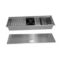 Canal Úmido Organizador Calha De Cozinha em Aço Inox 304 C/3 Módulos e Tampa - Tubrax Canal Úmido Organizador Calha De Cozinha em Aço Inox 304 C/3 Módulos e Tampa - Tubrax