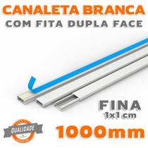 Canaleta Fina 1x1cm PVC Branco com Fita Dupla Face de 1 Metro