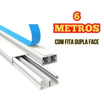 Canaleta pvc 1 metro 20x10 branca com fita dupla face e divisoria ilumi 6 peças