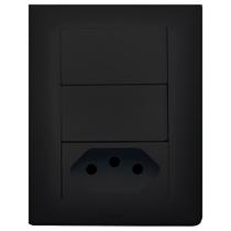 Canaleta PVC Jeri Blac Conjunto 2 Interruptores 1 Tomada 10A Romazi Canaleta PVC Jeri Blac Conjunto 2 Interruptores 1 Tomada 10A Romazi