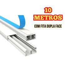 Canaleta pvc organizador de fio 1 metro 20x10 branca com fita dupla face e divisória ilumi 10 peças