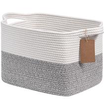 Canasta de Almacenaje Tejida Goodpick Pequeña Gris Blanco 33x25x23 cm