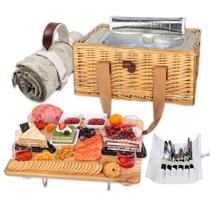 Canasta de picnic Hap Tim para 4 personas con mesa plegable para vino y bolsa refrigerante