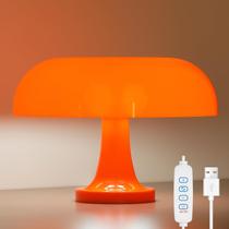 Candeeiro de cabeceira DIVEKID Orange Retro Mushroom com 3 cores de 10 níveis Candeeiro de cabeceira DIVEKID Orange Retro Mushroom com 3 cores de 10 níveis