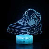 Candeeiro de mesa 3D, calçados esportivos, patins, luz de toque LED colorida