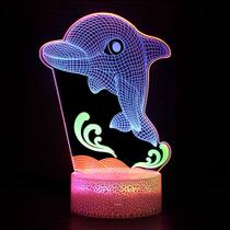 Candeeiro de mesa 3D Mermaid Dolphin Shark LED Touch Timer Remote