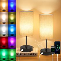 Candeeiro de mesa Ascher, pacote com 2 unidades, carregamento USB com mudança de cor RGB Candeeiro de mesa Ascher, pacote com 2 unidades, carregamento USB com mudança de cor RGB