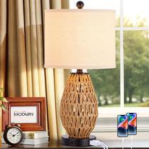 Candeeiro de mesa CINSARY Rattan com controle de toque USB regulável de 3 vias Candeeiro de mesa CINSARY Rattan com controle de toque USB regulável de 3 vias