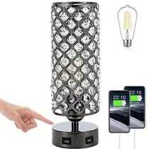 Candeeiro de mesa de cristal GZKPL Touch Control com porta USB dupla