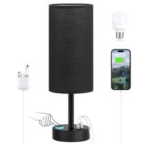 Candeeiro de mesa Dicoool Black Touch de 3 vias regulável com porta USB Candeeiro de mesa Dicoool Black Touch de 3 vias regulável com porta USB