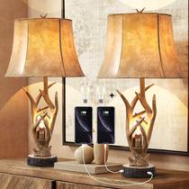 Candeeiro de mesa Dungoo Rustic Western Deer com luz noturna, conjunto de 2 Candeeiro de mesa Dungoo Rustic Western Deer com luz noturna, conjunto de 2
