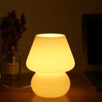 Candeeiro de Mesa Estilo Vintage BSOD Mushroom Glass - Branco Fosco