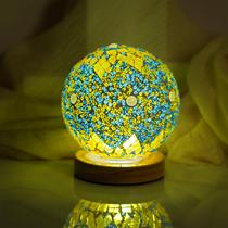 Candeeiro de mesa HAIDOLIANG em mosaico turco com base de madeira Candeeiro de mesa HAIDOLIANG em mosaico turco com base de madeira