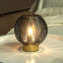 Candeeiro de mesa LUSHARBOR Grey Glass com temporizador operado por bateria Candeeiro de mesa LUSHARBOR Grey Glass com temporizador operado por bateria