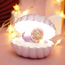 Candeeiro de mesa Mermaids in Shell Night Light para quarto de crianças