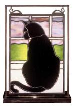 Candeeiro de mesa Meyda Tiffany Black Cat Stained Glass 60W