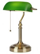 Candeeiro de mesa Newrays Glass Bankers com interruptor de corrente de tração verde