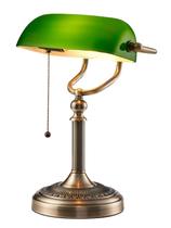 Candeeiro de mesa Newrays Green Glass Bankers com interruptor de corrente