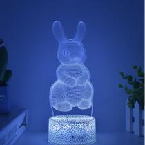 Candeeiro de mesa Night Light 3D Animal Rabbit com luz colorida Candeeiro de mesa Night Light 3D Animal Rabbit com luz colorida