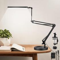 Candeeiro de mesa NOEVS 2 em 1 LED com braçadeira e base, braço giratório de 50,7 cm