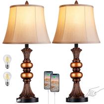Candeeiro de mesa PARTPHONER 68cm Touch 3-Way Dimmable 2 USB