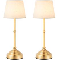 Candeeiro de mesa sem fio, chaveiros, recarregável com abajur de tecido, pacote com 2